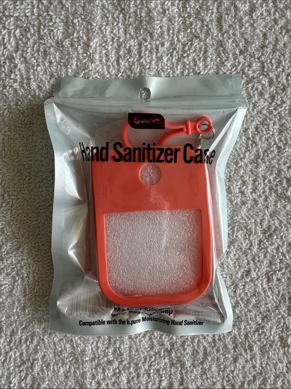 B.Pure Coral Silicone Hand Sanitizer Case with Carabiner